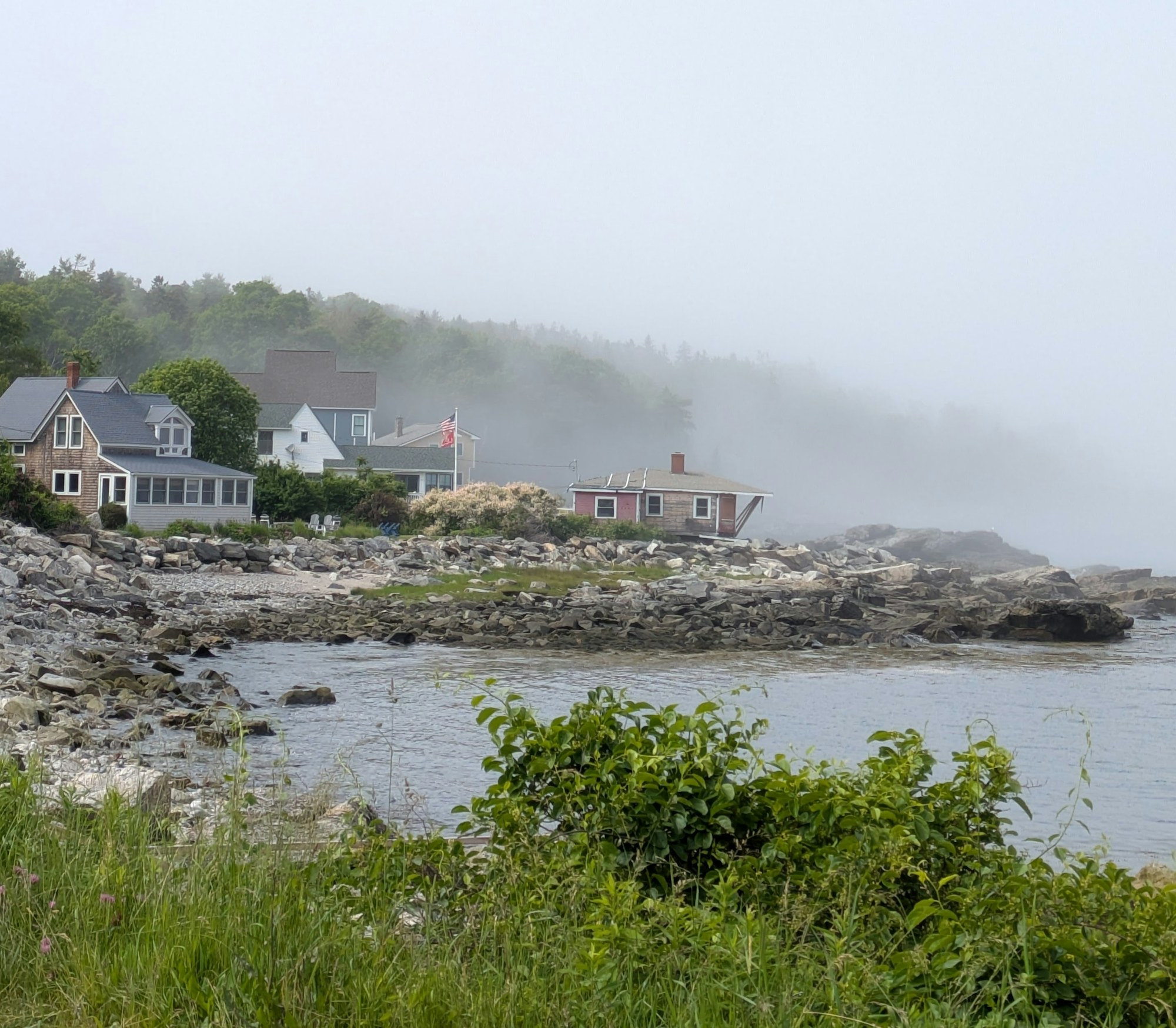 A foggy morning on Casco Bay, in a jar